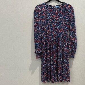 Draper James Navy Floral Long Sleeve Dress